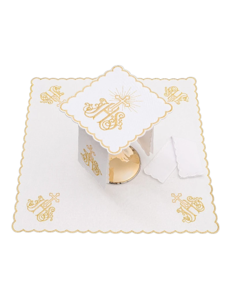 Set de Altar bordado JHS – Cruz y rayos