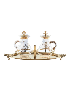 JHS cruets with gold tray