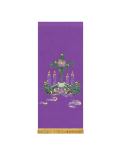 Purple Advent Lectern Cloth with candles and flower