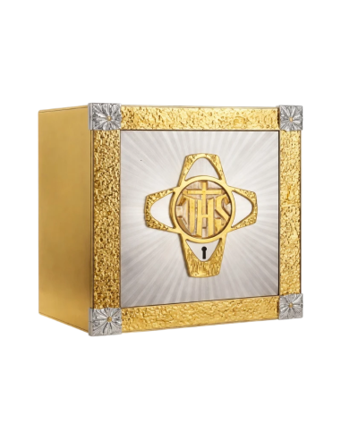 Tabernacle with gold JHS cross