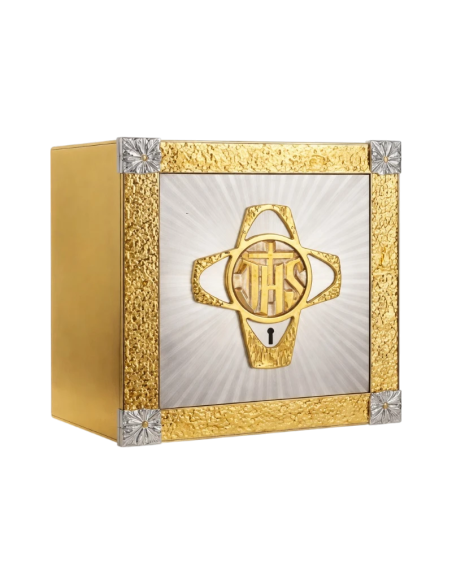 Tabernacle with gold JHS cross