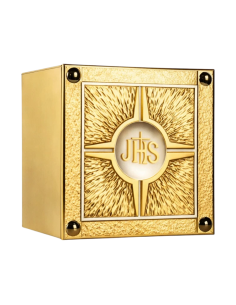 Golden tabernacle with rays and JHS