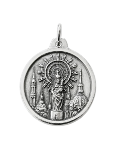 Medalla Virgen del Pilar 20 mm chapada en plata