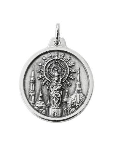 Virgin of Pilar medal 20 mm silver-plated