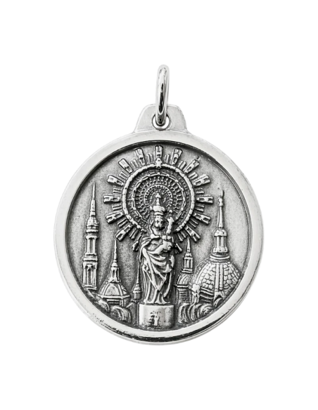 Virgin of Pilar medal 20 mm silver-plated