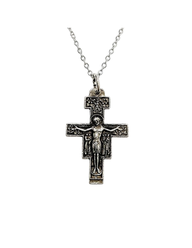 San Damiano cross necklace silver-plated 30x20 mm