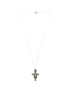 Collar Cruz de San Damián chapado en plata 30x20 mm 2