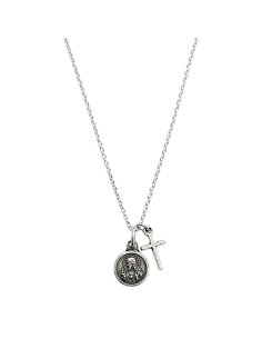 Collar escapulario y cruz chapado en plata 9 mm 2