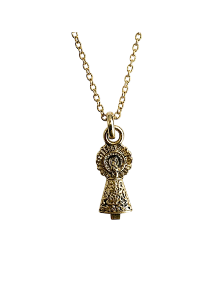 Collar Virgen del Pilar silueta chapado en oro 20 mm