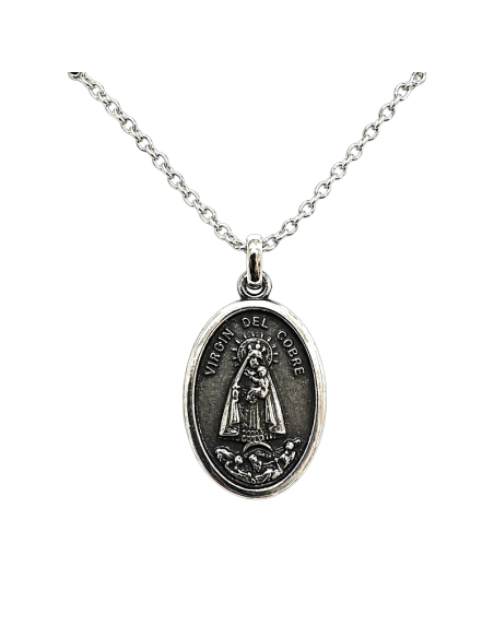 Necklace of Our Lady of Charity (Virgen del Cobre), silver-plated, 23 mm