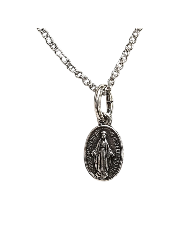 Collar Virgen Milagrosa chapado en plata 10 mm