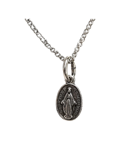 Collar Virgen Milagrosa chapado en plata 10 mm