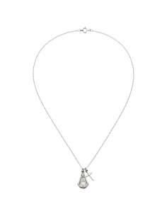 Collar Virgen del Rocío y cruz chapado en plata 17 mm 2