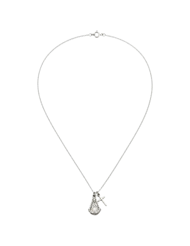 Our Lady of Rocío Necklace 17 mm Silver with Cross