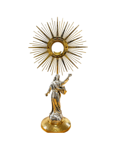 Christ monstrance with golden sunburst for Eucharistic adoration