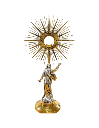 Christ monstrance with golden sunburst for Eucharistic adoration