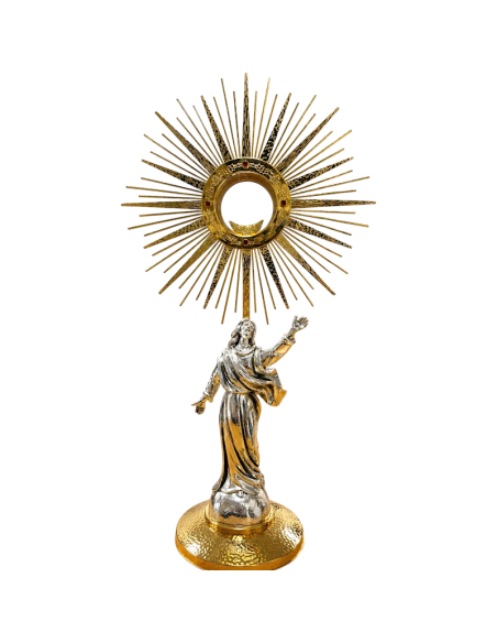 Christ monstrance with golden sunburst for Eucharistic adoration