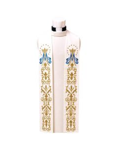estola mariana bordada monograma coronado estrellas inmaculada