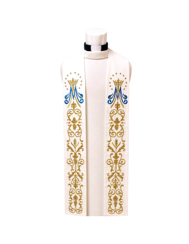 estola mariana bordada monograma coronado estrellas inmaculada