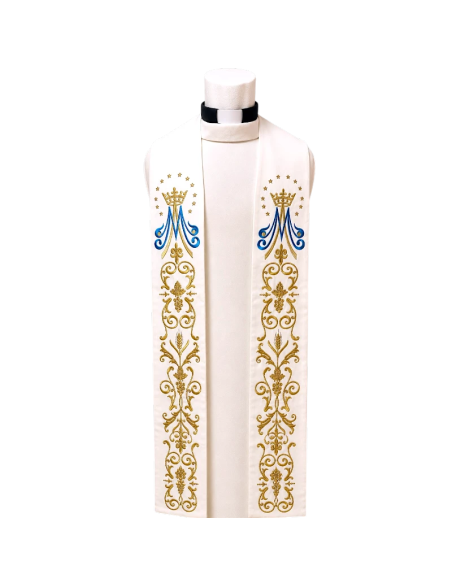 estola mariana bordada monograma coronado estrellas inmaculada