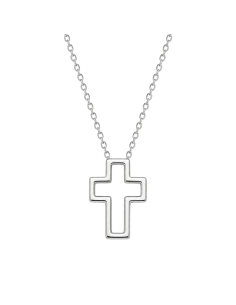 16 mm Open Cross Necklace in Stainless Steel | Minimalist Religious Jewelry