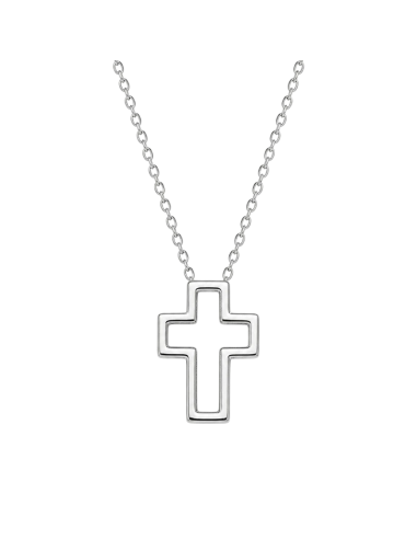 16 mm Open Cross Necklace in Stainless Steel | Minimalist Religious Jewelry