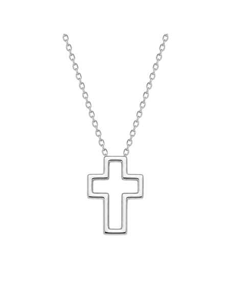 16 mm Open Cross Necklace in Stainless Steel | Minimalist Religious Jewelry