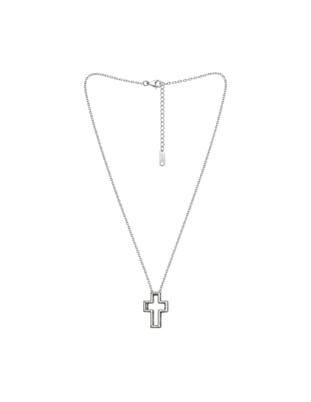 16 mm Open Cross Necklace in Stainless Steel | Minimalist Religious Jewelry