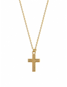 Collar Cruz Esmalte Blanco 15 mm Bañado en Oro | Joyería Religiosa 2