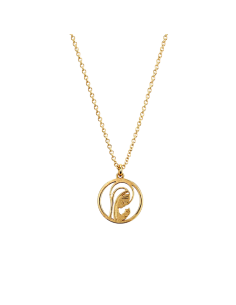 Collar dorado con silueta de la Virgen María en diseño circular calado de 16 mm