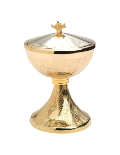 Juego de cáliz y copón dorado con relieve decorativo de espigas 2
