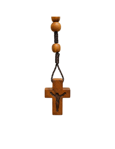 Rosario artesanal de madera de olivo con medalla de San Benito y crucifijo de madera 2