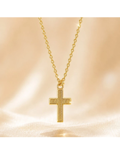 15 mm white enamel cross necklace gold plated elegant design 2