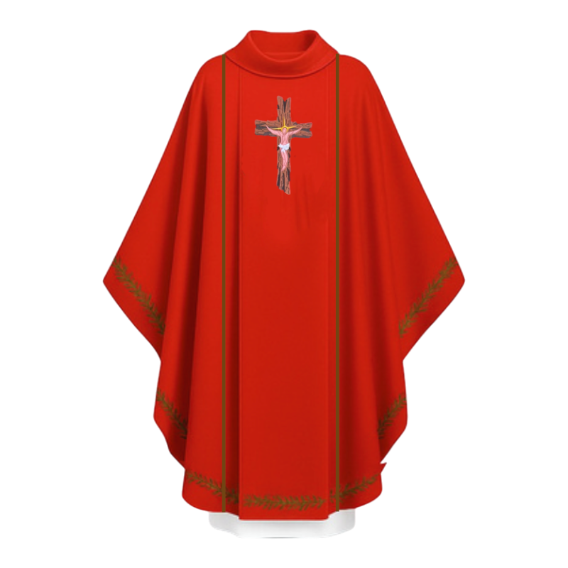 Casulla sacerdotal con la cruz bordada