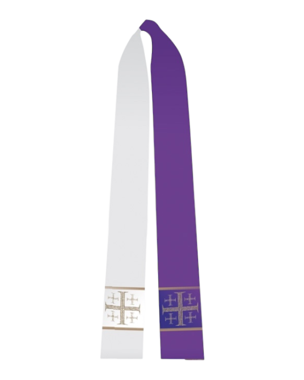 Estola bi color morada y blanca