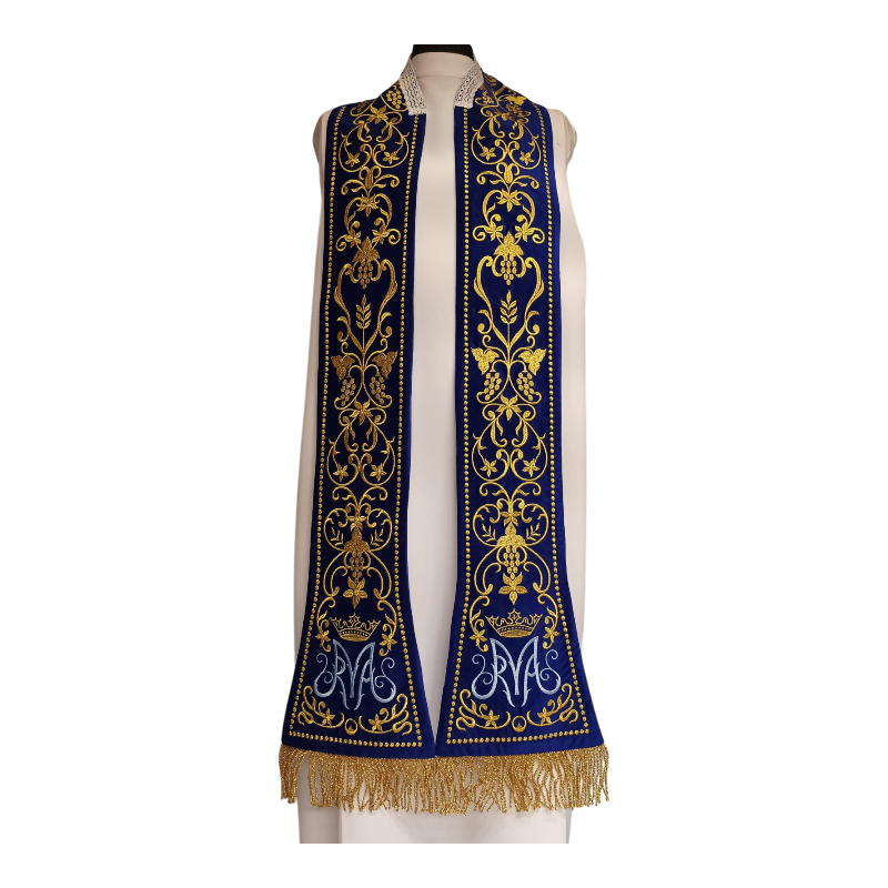 Estola mariana terciopelo azul marino