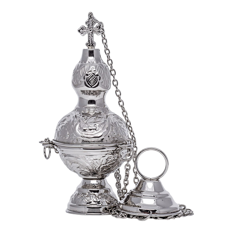 Incensario cruz plateado