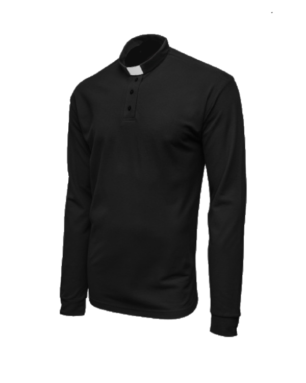 Polo con cuello clergyman manga larga