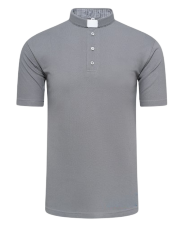 Polo sacerdotal manga corta gris
