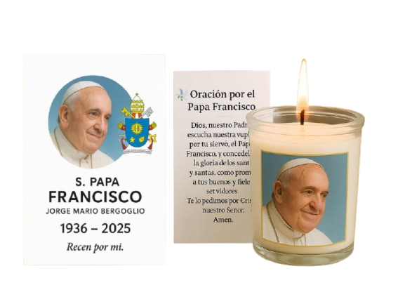 vela y atarjeta papa francisco