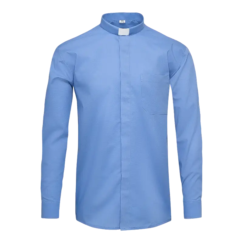 camisa celeste cuello clergyman