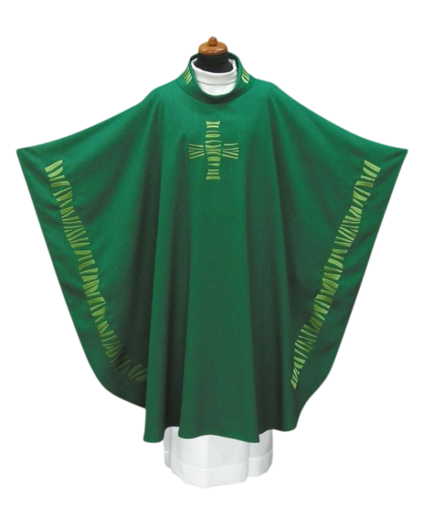 casulla cruz bordado verde