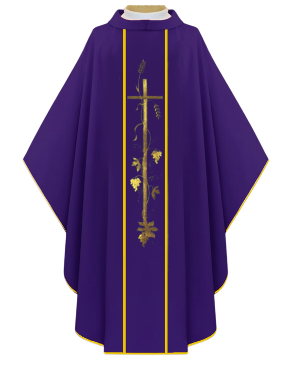 casulla cruz y uvas morada