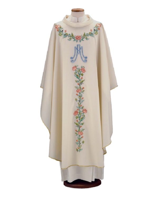casulla maria con flores