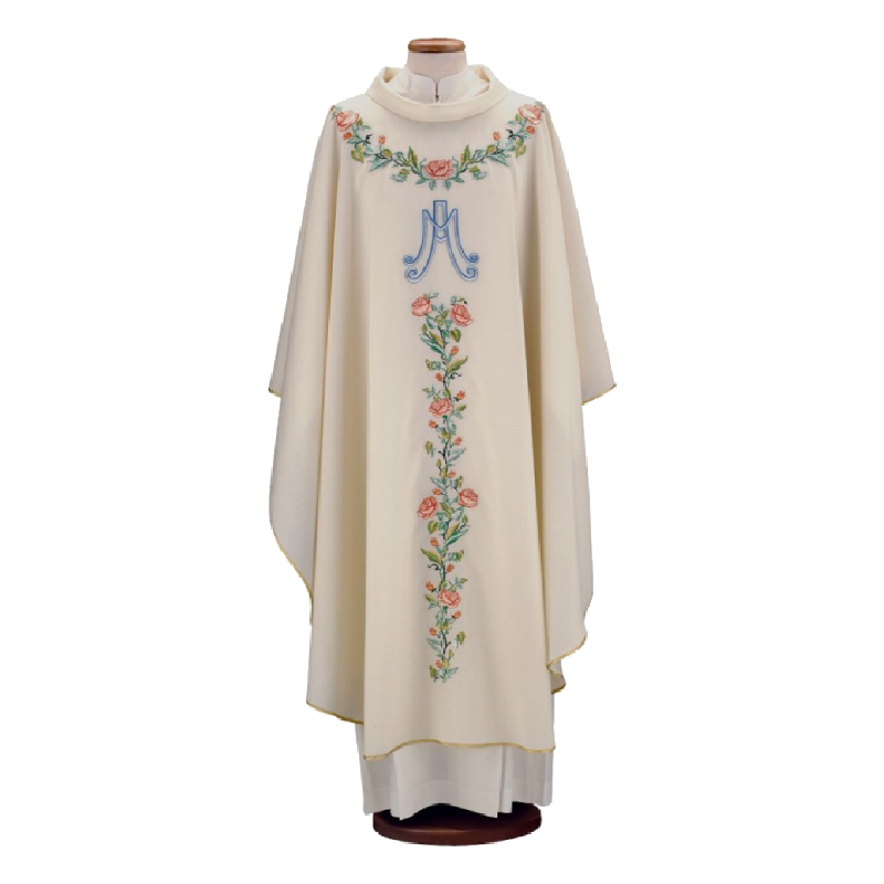 casulla maria con flores