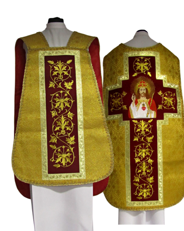 casulla romana cristo rey dorada