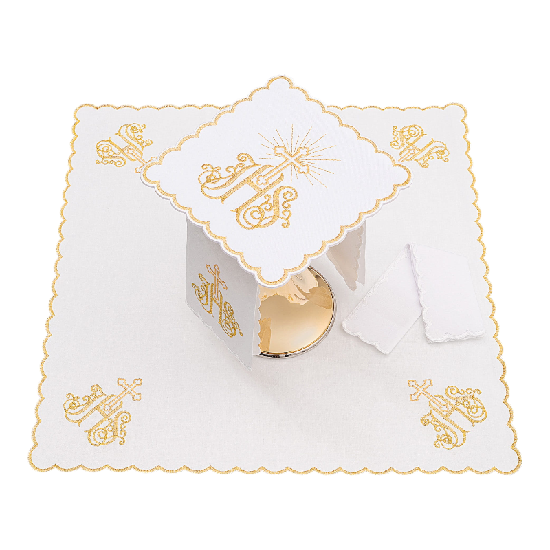 set de Altar bordado jhs cruz y rayos